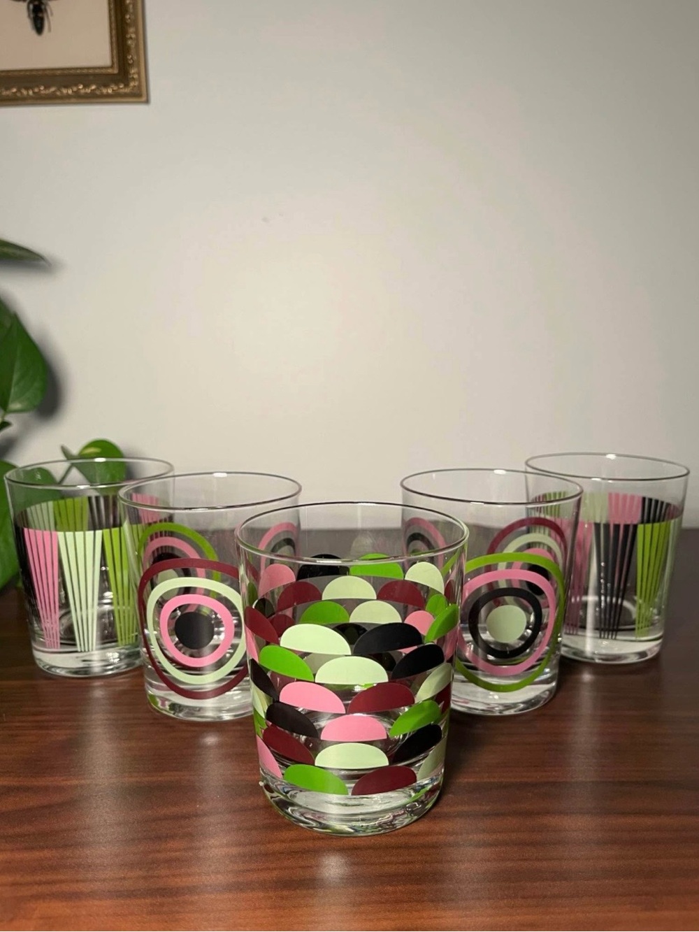 Set of 5 IKEA GODIS Retro Low Ball Glasses Mid-Century Design Whiskey Scotch